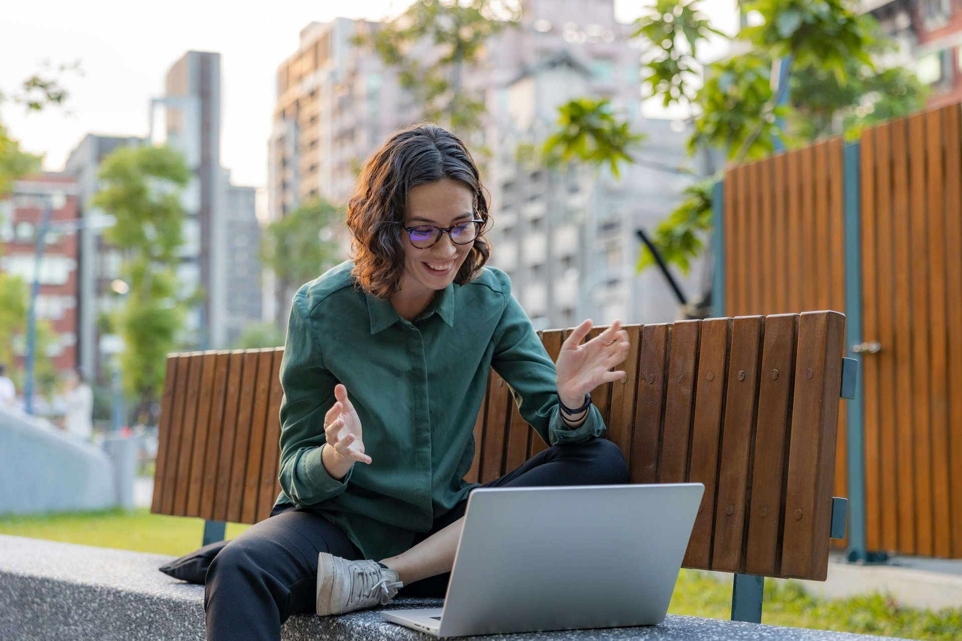 woman working outside